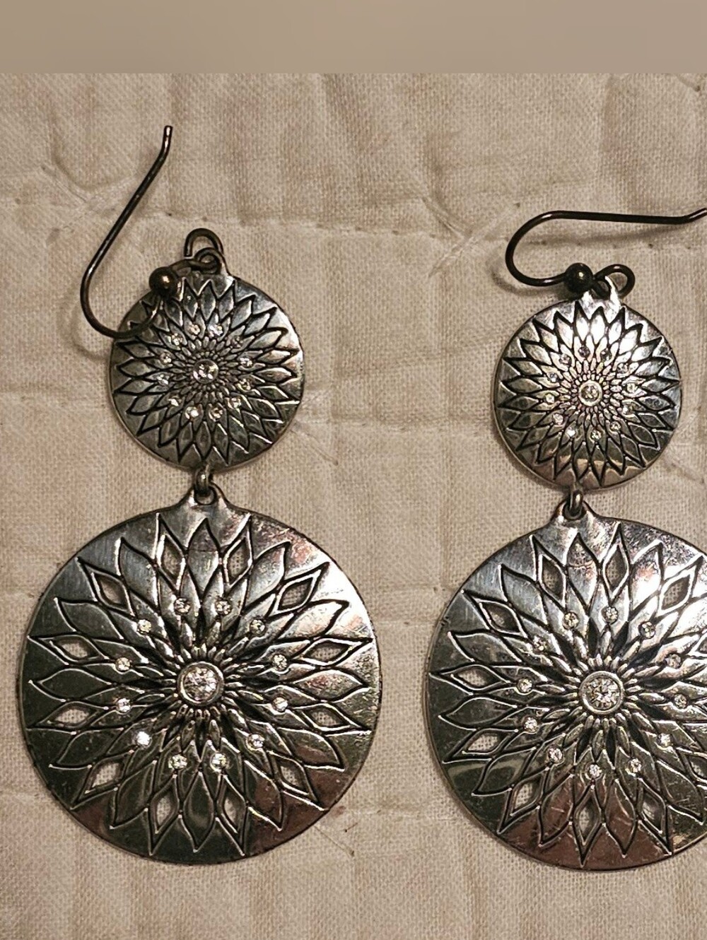 Brighton Silver Sunburst Drop Earrings